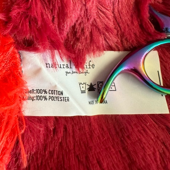 NWT Natural Life Denim Jacket with embroidered floral patches+faux fur Size XL - Picture 8 of 15